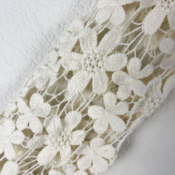 L'atiste Clover Club Crochet Lace Top Womens Small Cream Blouse Long Sleeve Boho - Picture 5 of 13